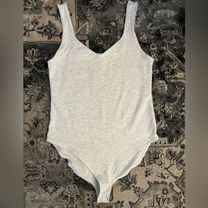AE Gray Double Lined Bodysuit with Sweetheart Neckline-No bra needed